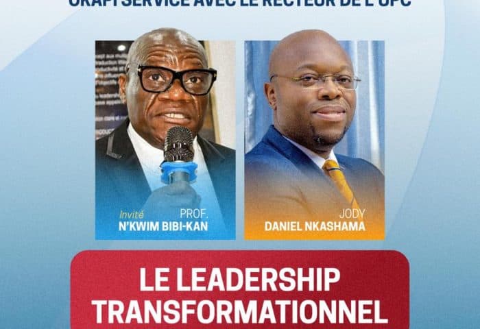 Affiche de l'émission Okapi Service avec le Recteur de l'UPC, sur le leadership transformationnel