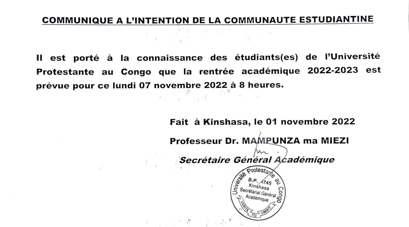 Communiqué – Communauté estudiantine