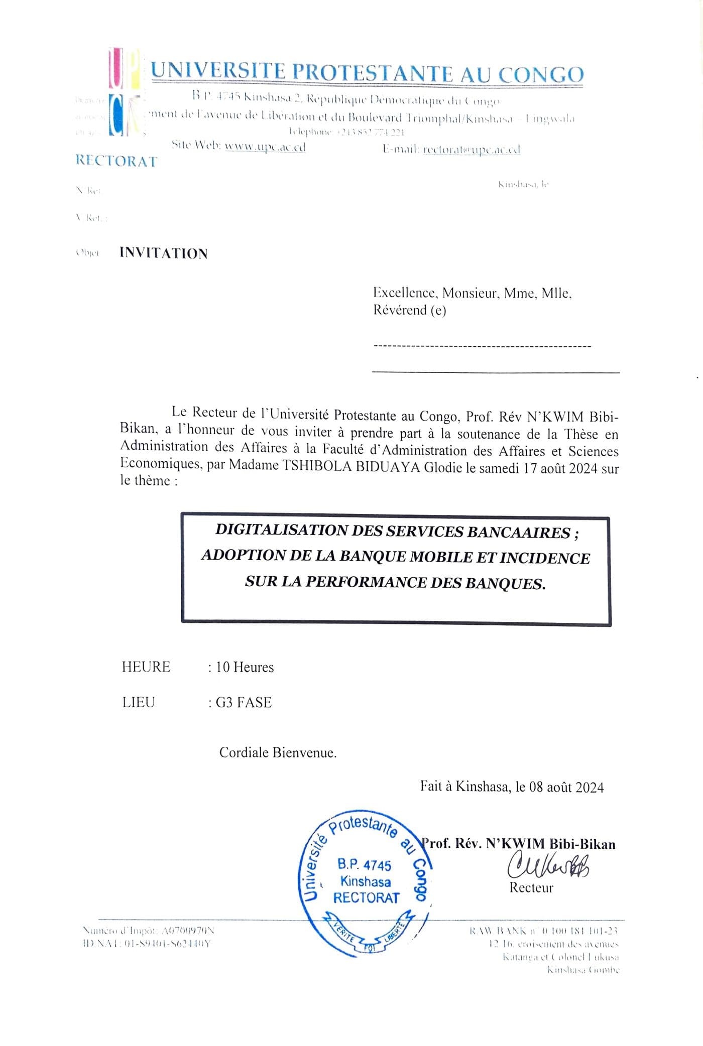 Soutenance de thèse à la Faculté d’Administration des Affaires et Sciences Economiques