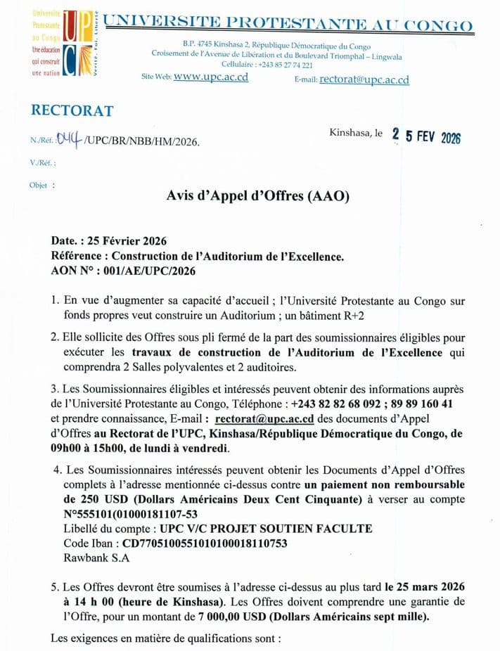 AAO - Avis d’Appel d’Offres