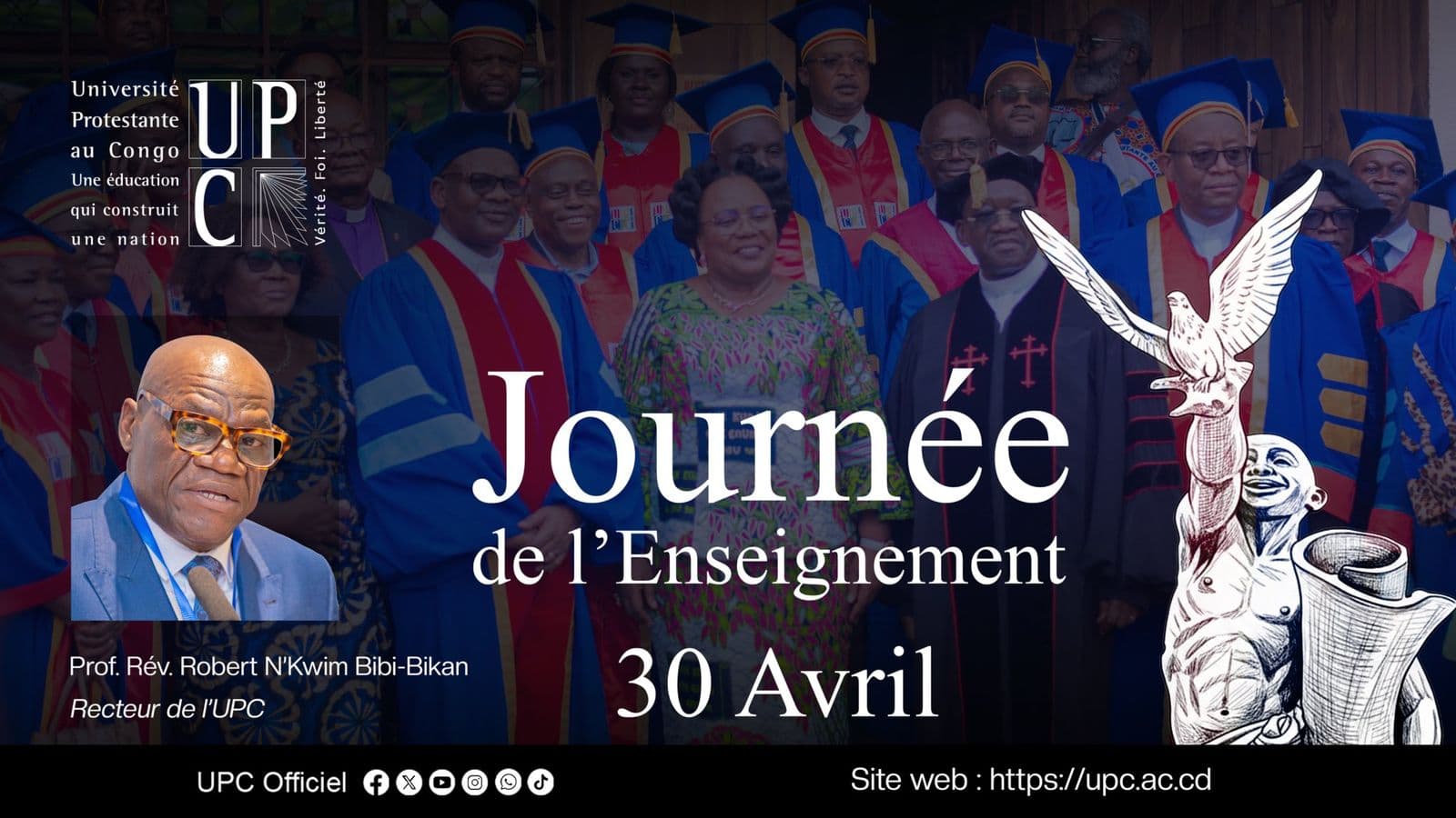 Le Révérend Recteur de l'Université Protestante au Congo, Professeur ordinaire Robert N'Kwim Bibi-Bikan, souha