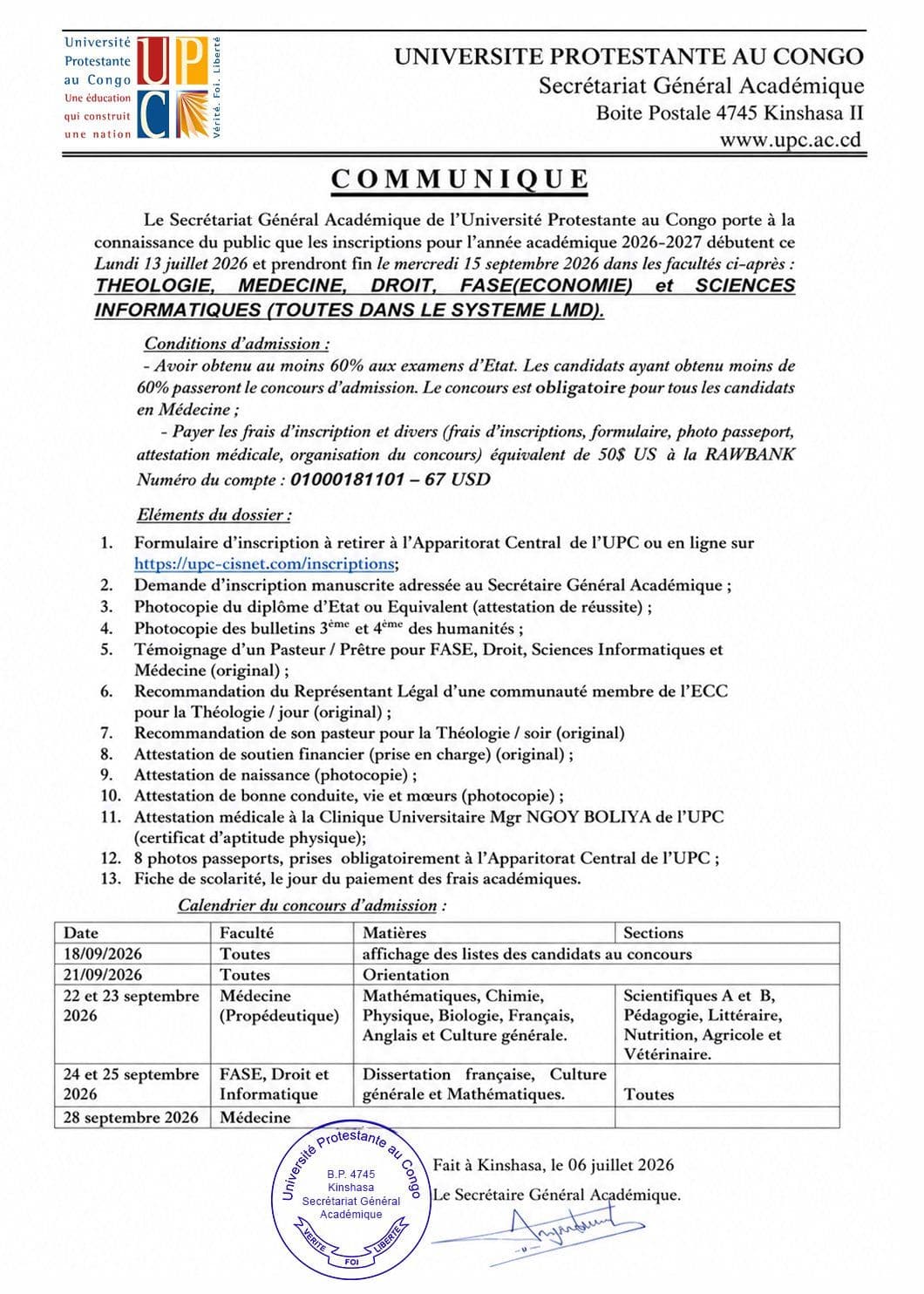 Communiqué.