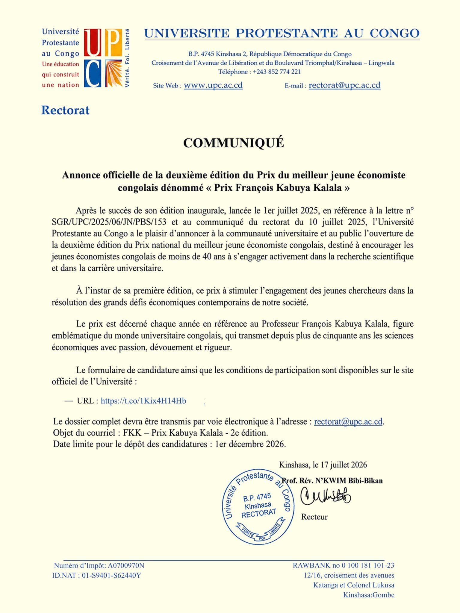 PRIX KABUYA KALALA - Édition 2026.
