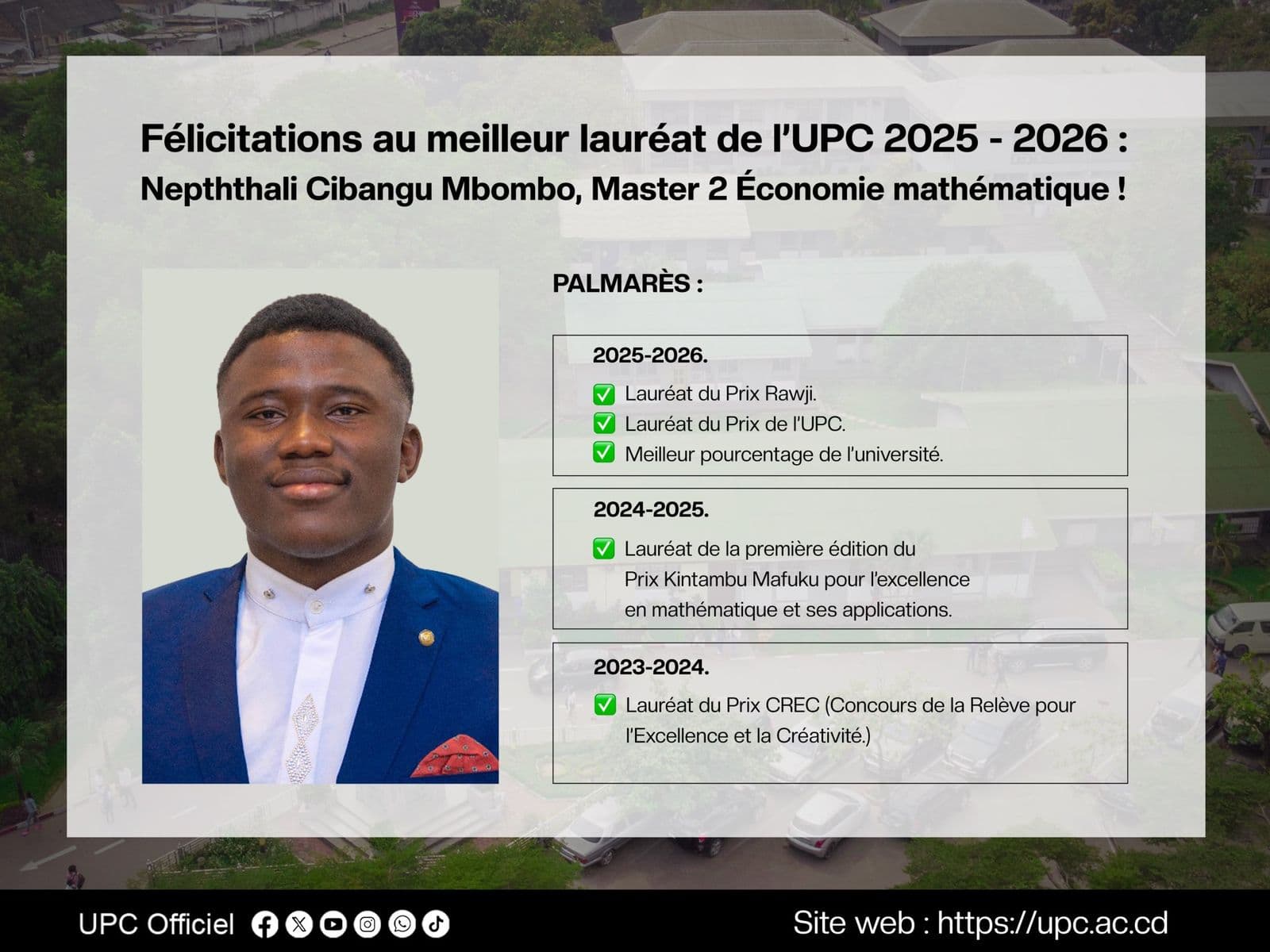 Félicitations au meilleur lauréat de l'UPC 2025-2026 :