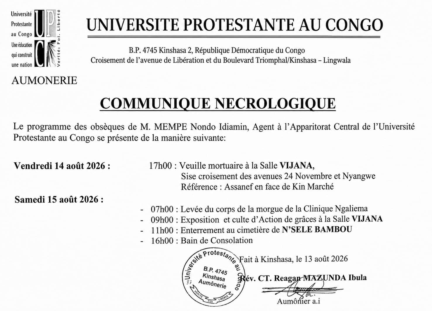 Communiqué.