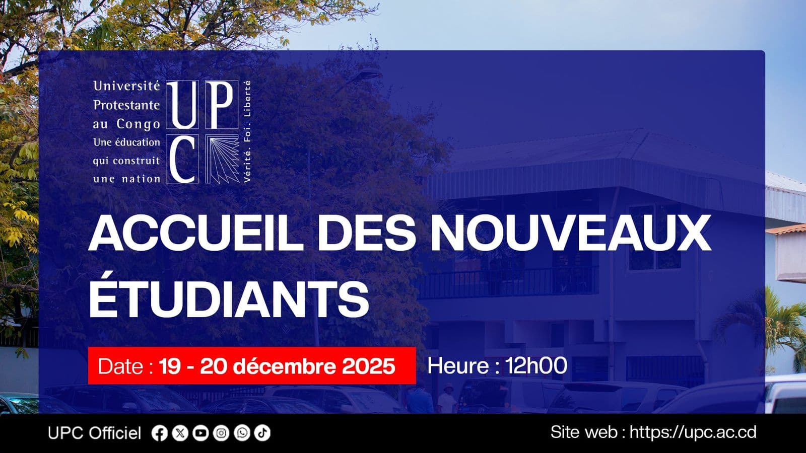 Le Comité des Étudiants de l'Université Protestante au Congo (UPC) organise l'accueil des nouveaux étudiants,