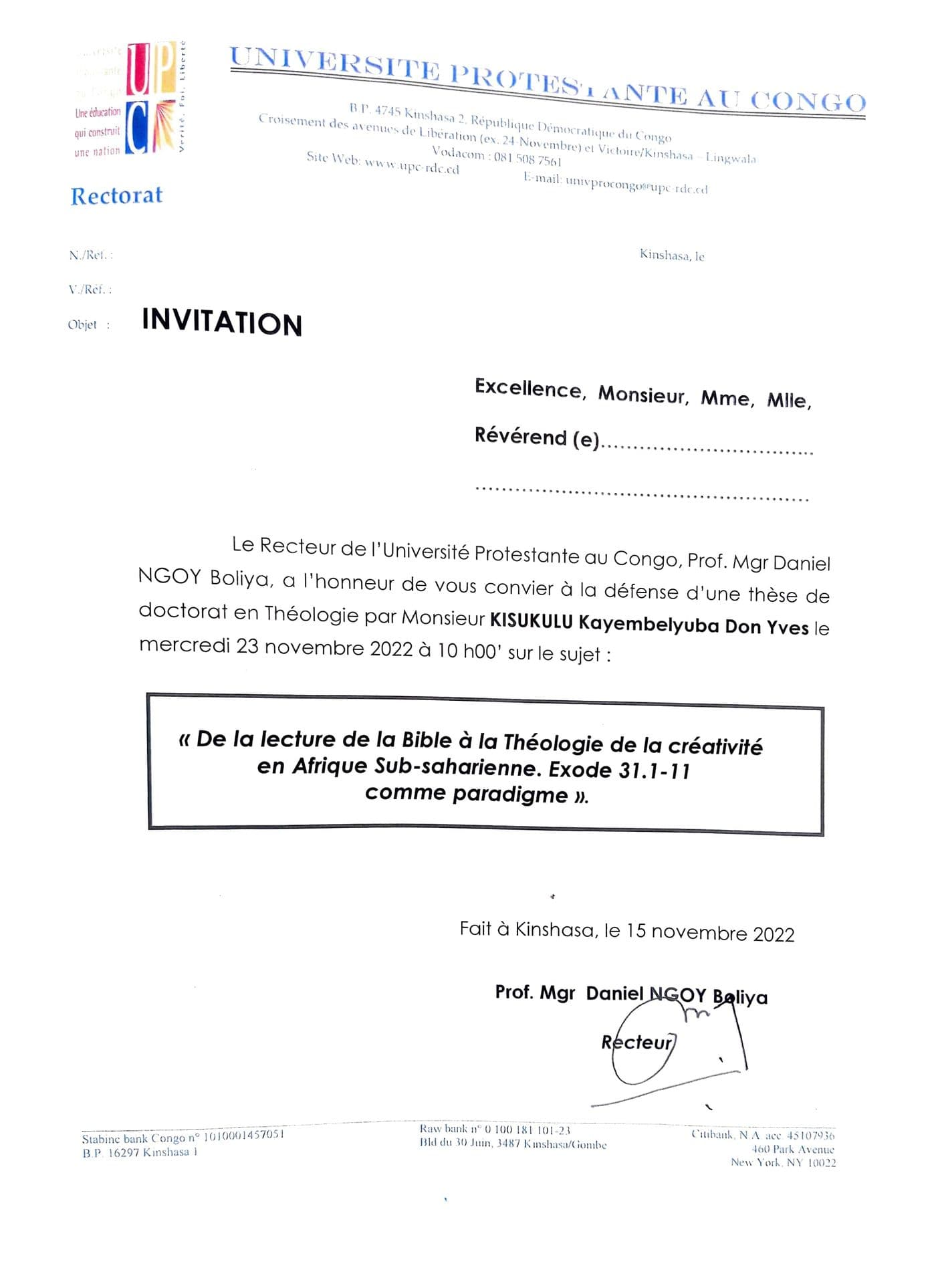 Défense de thèse à la Faculté de Théologie