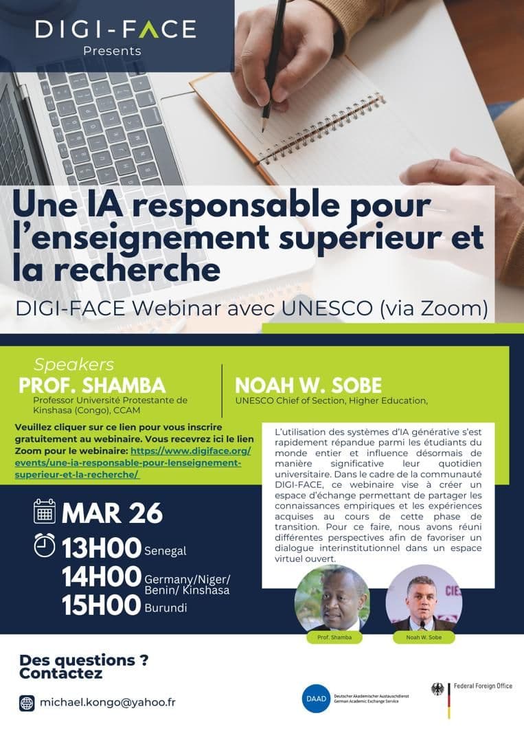 Webinaire DIGI-FACE avec l’UNESCO: IA responsable dans l’enseignement supérieur.